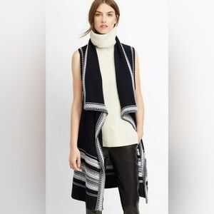 VINCE Textured Drape Front Cotton Sweater Vest Cardigan Sz. XS Excellent Cond!